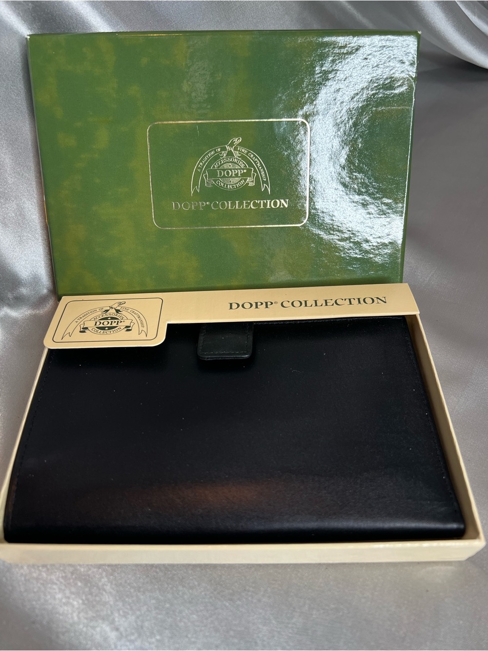 Vintage DOPPLER Collection Black leather Passport Travel Wallet Organizer-NIB